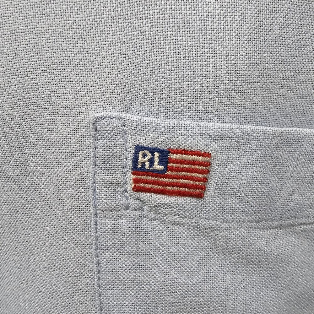 Vintage Ralph Lauren Jeans Co RL USA Flag Shirt Men XXL 2XL Long Sleeve Blue 90s - Picture 5 of 14